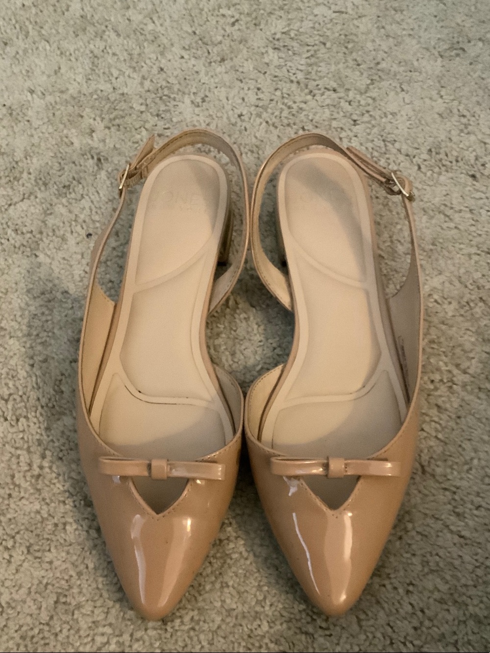 Jones New York Patent Slingback Flats in Beige
